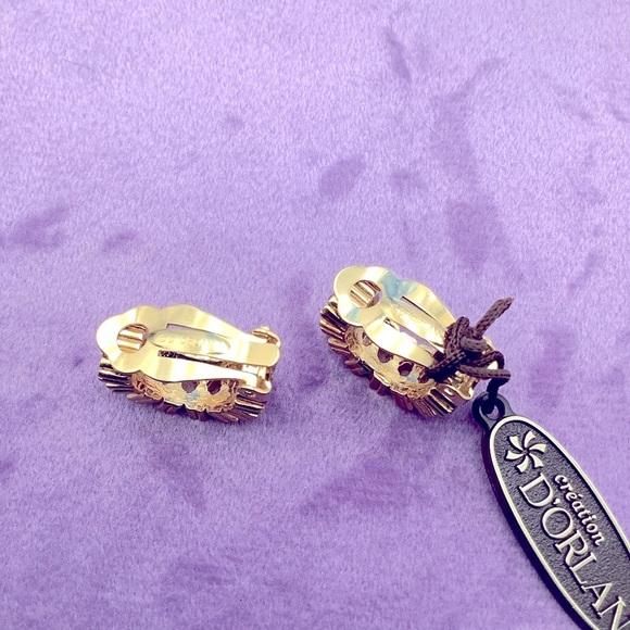 D’Orlan Gold Multi-Color Hoop clip Earrings - Picture 4 of 5